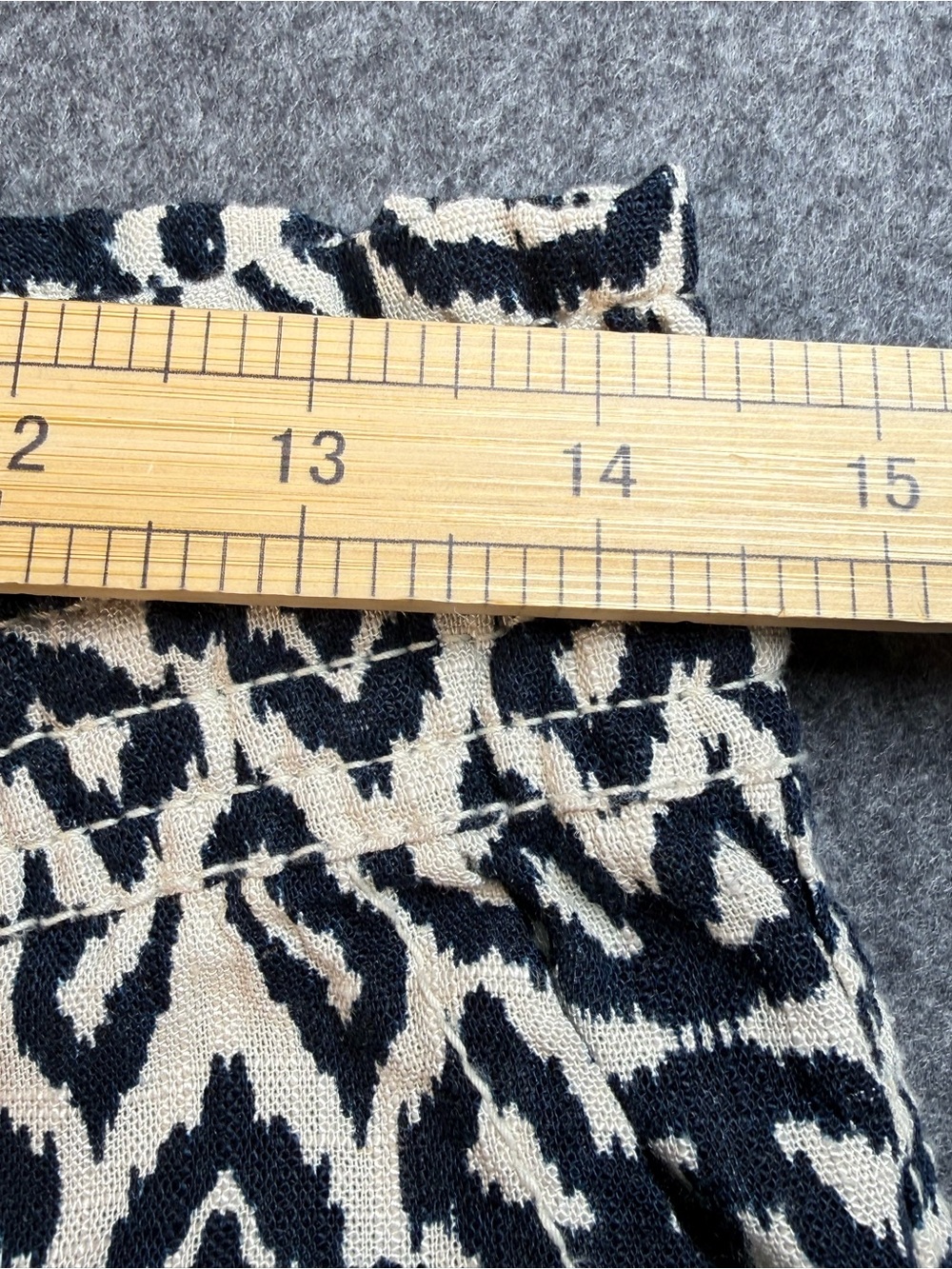 1850 Navy Blue Cream Linen Blend Boho Print Wide Leg Drawstring Pants Medium - Picture 6 of 13